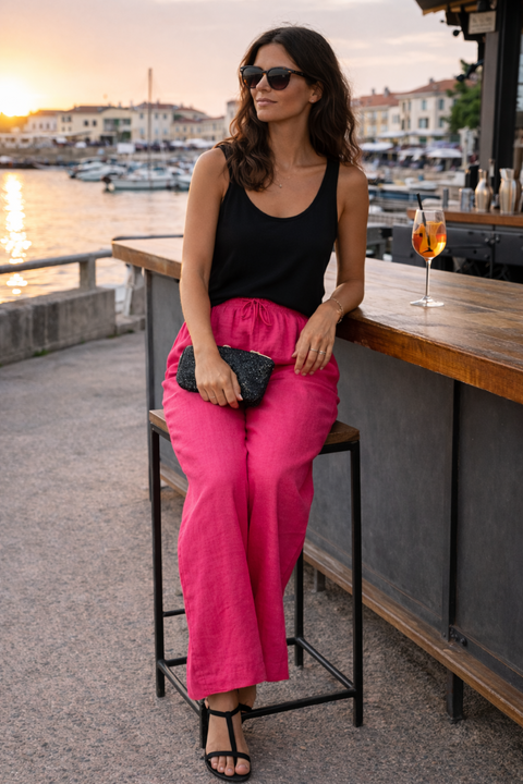 PANTALON LIN ALIZÉ FUCHSIA
