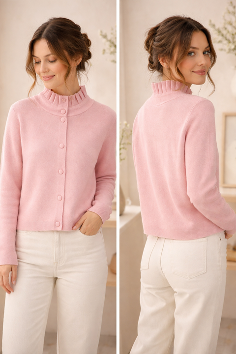 GILET CARDIGAN CAPRI ROSE