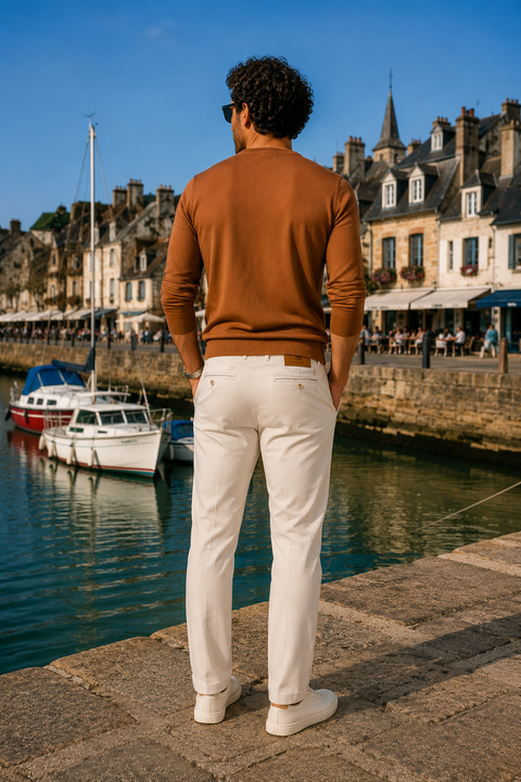 Pantalon chino homme ivoire | Casual chic & nautique