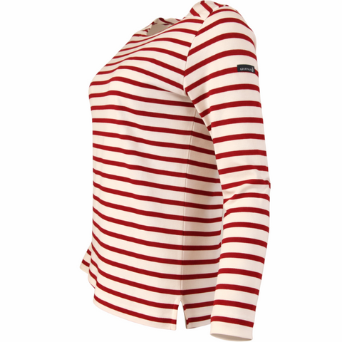 marinière femme rayures écru rouge coton épais