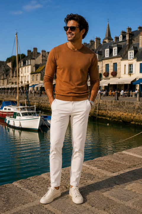 Pantalon chino homme ivoire | Casual chic & nautique
