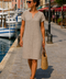 ROBE LIN MANCHES COURTES TAUPE COLETTE la maison des fibres naturelles