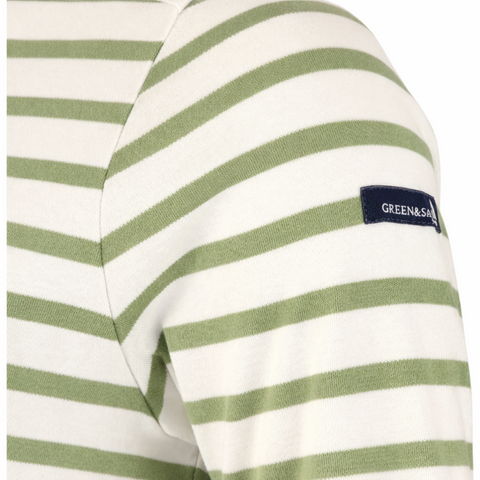 marinière femme rayures écru vert coton épais