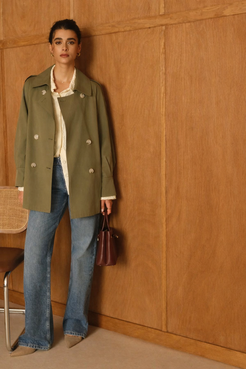 TRENCH TENCEL COURT KAKI