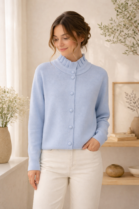 GILET CARDIGAN BELLE-ÎLE BLEU CIEL