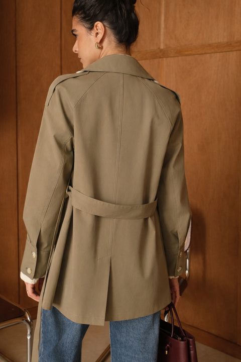 TRENCH TENCEL COURT KAKI