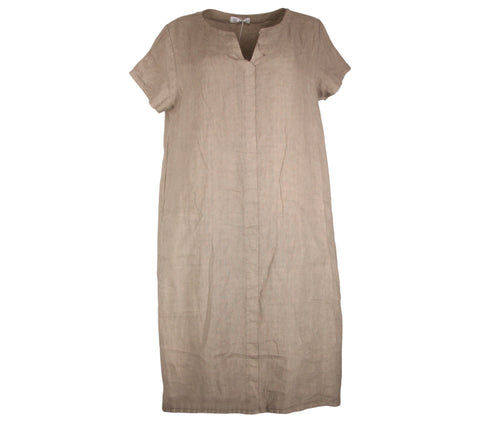 ROBE LIN MANCHES COURTES TAUPE COLETTE la maison des fibres naturelles