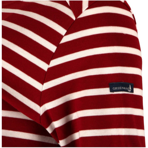 détail marinière femme coton épais rayures rouge écru qualité premium