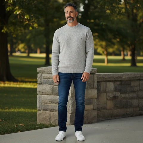 PULL HOMME 80% LAINE GRIS