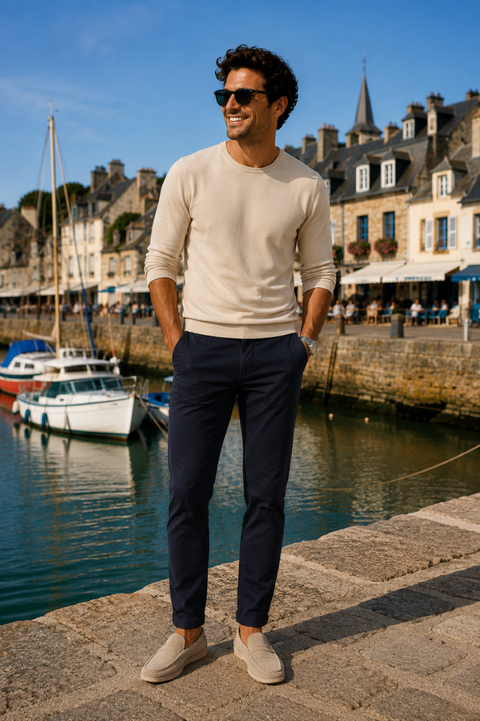 Pantalon chino homme bleu nuit | Casual chic & nautique
