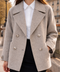 MANTEAU COURT LAINE BEIGE GRISÉ