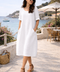 ROBE 100% LIN CALVI  BLANC