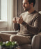 PULL HOMME 80% LAINE MARRON