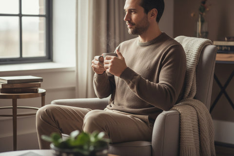 PULL HOMME 80% LAINE MARRON