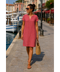 ROBE LIN MANCHES COURTES BRIQUE  la maison des fibres naturelles