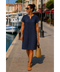 ROBE LIN MANCHES COURTES MARINE COLETTE la maison des fibres naturelles