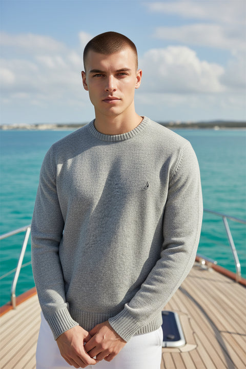 PULL HOMME 80% LAINE GRIS