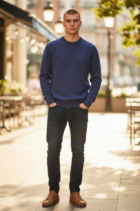 PULL HOMME 80% LAINE MARINE