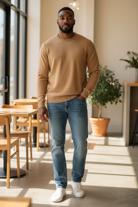 PULL HOMME 80% LAINE CAMEL