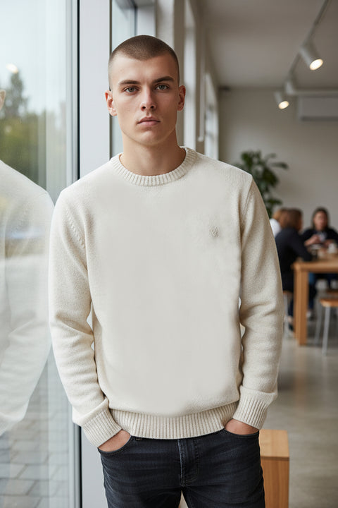 PULL HOMME 80% LAINE ECRU